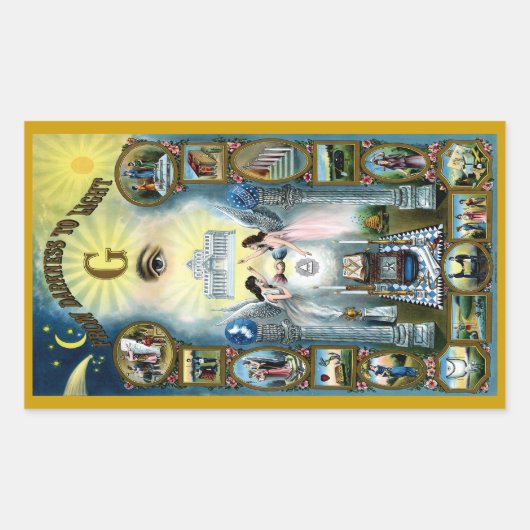 アンティーククラフトフリーメーソンマソニックハゼン 長方形シール (正面)