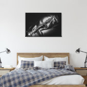 アンティーククラリネット静物詩、B&W キャンバスプリント (インサイチュ (寝室))