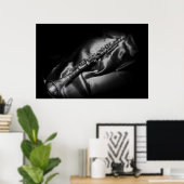 アンティーククラリネット静物詩、B&W ポスター (ホームオフィス)