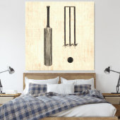 アンティーククリケットこうもりヴィンテージ図解入りの、写真付きのアート キャンバスプリント (インサイチュ (寝室))