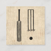 アンティーククリケットこうもり図解入りの、写真付きのヴィンテージアート エンクロージャーカード (正面)