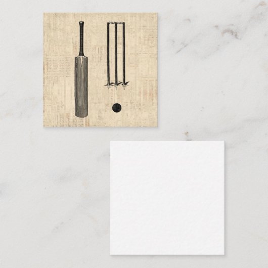 アンティーククリケットこうもり図解入りの、写真付きのヴィンテージアート エンクロージャーカード (正面/裏面)