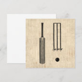 アンティーククリケットバット ヴィンテージイラストアート 招待状 (正面/裏面)