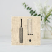 アンティーククリケットバット ヴィンテージイラストアート 招待状 (スタンド正面)