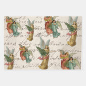 アンティーククリスマスエンジェルス音楽シートスクリプト ラッピングペーパーシート (正面3)