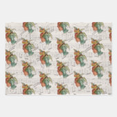 アンティーククリスマスエンジェルス音楽シートスクリプト ラッピングペーパーシート (正面)