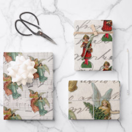 アンティーククリスマスエンジェルス音楽シートスクリプト ラッピングペーパーシート