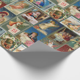 アンティーククリスマスカードベビーイエスエンジェル出生 ラッピングペーパー