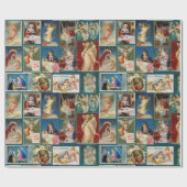 アンティーククリスマスカードベビーイエスエンジェル出生 ラッピングペーパー (フラット)