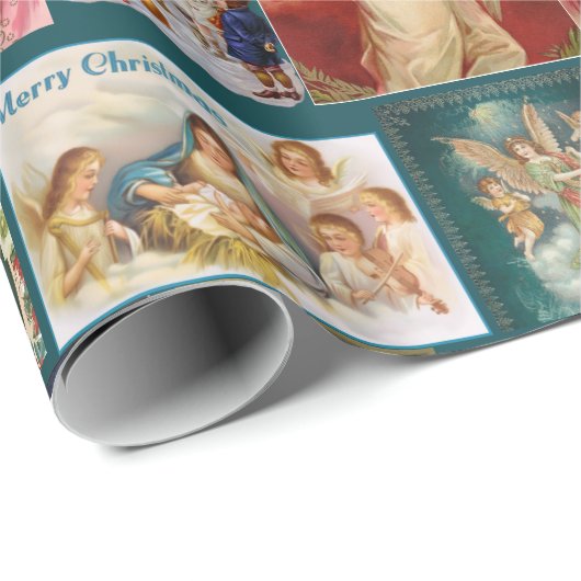 アンティーククリスマスカードベビーイエスエンジェル出生 ラッピングペーパー (ロールコーナー)