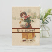 アンティーククリスマスガールウィンターチャイルド シーズンカード (スタンド正面)