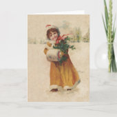 アンティーククリスマスガールウィンターチャイルド シーズンカード (正面)