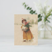 アンティーククリスマスガールウィンターチャイルド シーズンポストカード (スタンド正面)