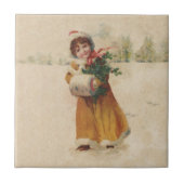 アンティーククリスマスガールウィンターチャイルド タイル (正面)