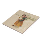 アンティーククリスマスガールウィンターチャイルド タイル (側面)