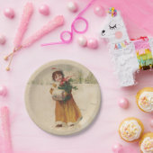 アンティーククリスマスガールウィンターチャイルド ペーパープレート (パーティー)