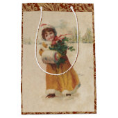 アンティーククリスマスガールウィンターチャイルド ミディアムペーパーバッグ (正面)