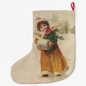 アンティーククリスマスガールウィンターチャイルド ラージクリスマスストッキング (裏面)