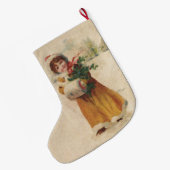 アンティーククリスマスガールウィンターチャイルド ラージクリスマスストッキング (裏面 (吊り時))