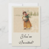 アンティーククリスマスガールウィンターチャイルド 招待状 (正面)