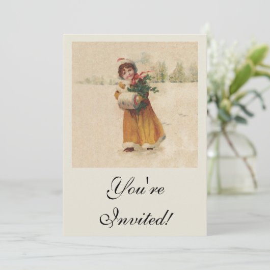 アンティーククリスマスガールウィンターチャイルド 招待状 (スタンド正面)