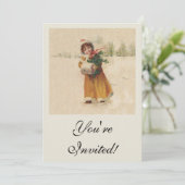 アンティーククリスマスガール 冬の子供 招待状 (スタンド正面)