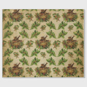 アンティーククリスマスグリーンバードズネスト ラッピングペーパー (フラット)