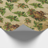 アンティーククリスマスグリーンバードズネスト ラッピングペーパー (角)