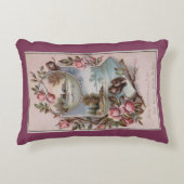 アンティーククリスマスバードバラ風景季節 アクセントクッション (正面)