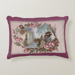 アンティーククリスマスバードバラ風景季節 アクセントクッション