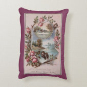 アンティーククリスマスバードバラ風景季節 アクセントクッション (裏面(縦))