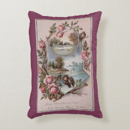 アンティーククリスマスバードバラ風景季節 アクセントクッション