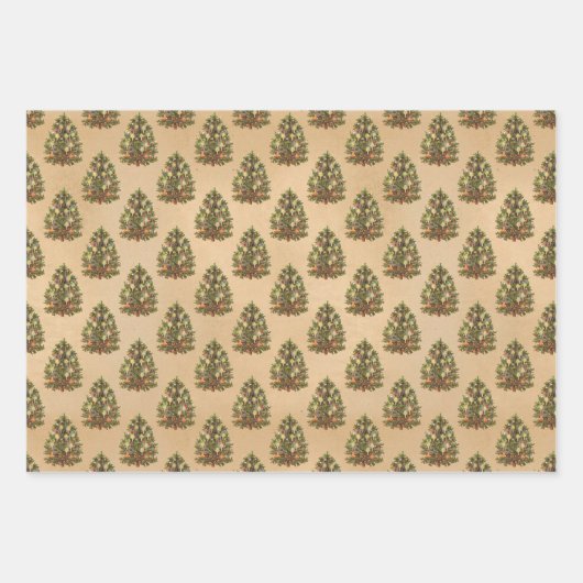 アンティーククリスマスパターン ラッピングペーパーシート (正面)