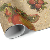 アンティーククリスマスフルーツ赤メリークリスマス金ゴールド ラッピングペーパー (ロールコーナー)