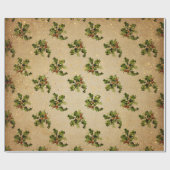 アンティーククリスマスプラントレッドメリークリスマス金ゴールド ラッピングペーパー (フラット)