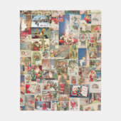 アンティーククリスマスホリデーのグリーティングカードパターン フリースブランケット (正面)