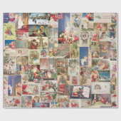 アンティーククリスマスホリデーのグリーティングカードパターン ラッピングペーパー (フラット)