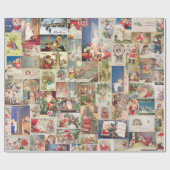 アンティーククリスマスホリデーのグリーティングカードパターン ラッピングペーパー (フラット)