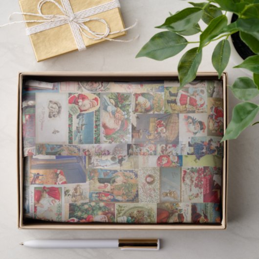 アンティーククリスマスホリデーのグリーティングカードパターン 薄葉紙 (ギフト)