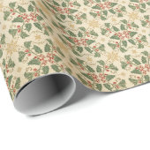 アンティーククリスマスホリーつる植物ヴィンテージテクスチャ ラッピングペーパー (ロールコーナー)