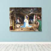 アンティーククリスマス出生シーン キャンバスプリント (インサイチュ (ウッドフロア))