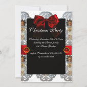 アンティーククリスマス紙カービングとレッドボウ 招待状 (裏面)