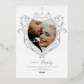 アンティーククレストミニマルヴィンテージモノグラム結婚ズ 箔招待状 (裏面)