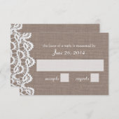 アンティーククロチェットレースとバーラップRSVP 出欠カード (正面/裏面)