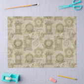 アンティーククロックズアンドオウルズデコパージュ 薄葉紙 (クラフト)