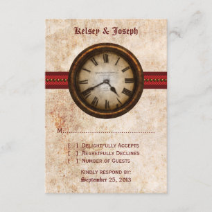 アンティーククロック応答カード、赤 出欠カード