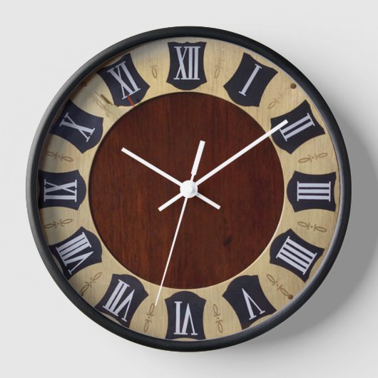 アンティーククロック白ローマ数字レッドセンター 壁時計 (正面)