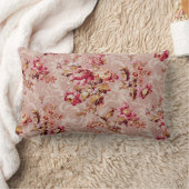 アンティーククールダマスク花柄ピンクヴィンテージ ランバークッション (ブランケット)