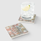 アンティークグランジヴィンテージオールドハンドメイドウールカーペットシー ストーンコースター (横)