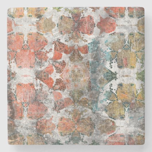 アンティークグランジヴィンテージオールドハンドメイドウールカーペットシー ストーンコースター (正面)